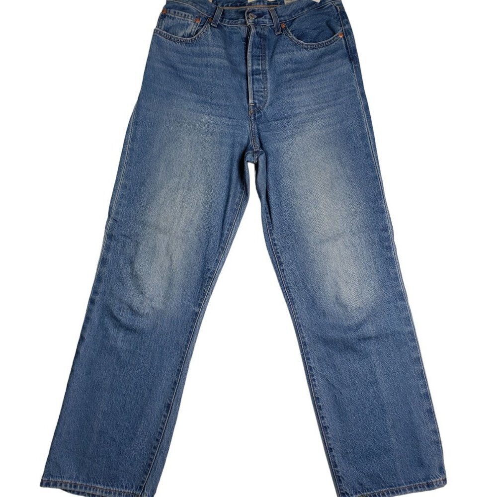 Levis Premium Ribcage Straight Jeans Blue Medium Wash High Rise 30x29 72693-0056